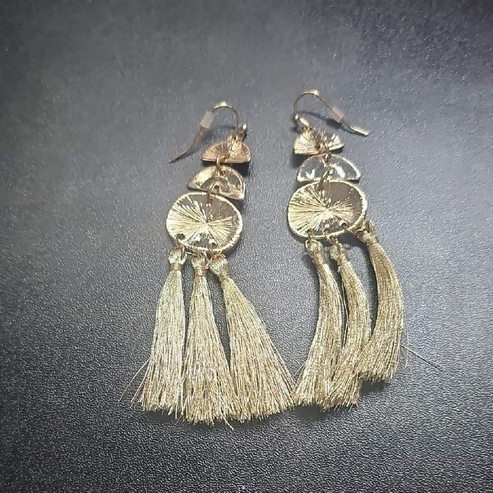 Gold Tassel Drop Earrings - Women Jewelry